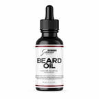Bottle of Distinguished Groom beard oil on a white background